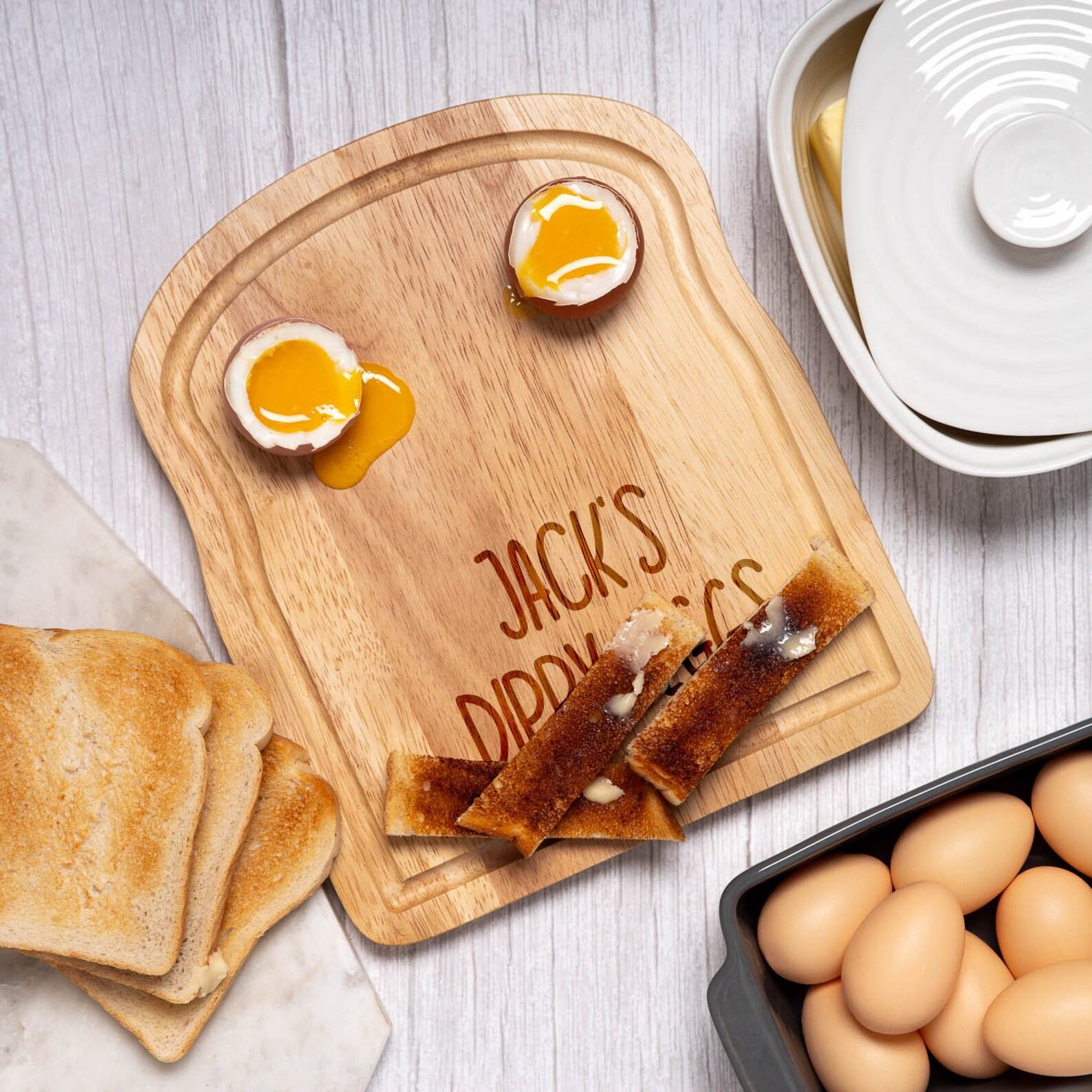 Personalized Breakfast Board Dippy Eggs, Toast, and More for Kids and Adults