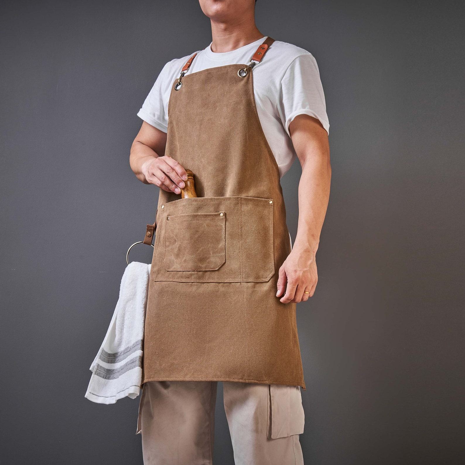 Personalized Canvas Apron Embroidered Custom Item for Kitchen, Workshop, Barbeque, or Bartending