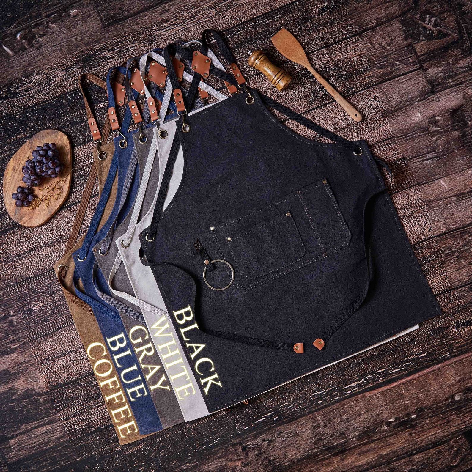 Personalized Canvas Apron Embroidered Custom Item for Kitchen, Workshop, Barbeque, or Bartending