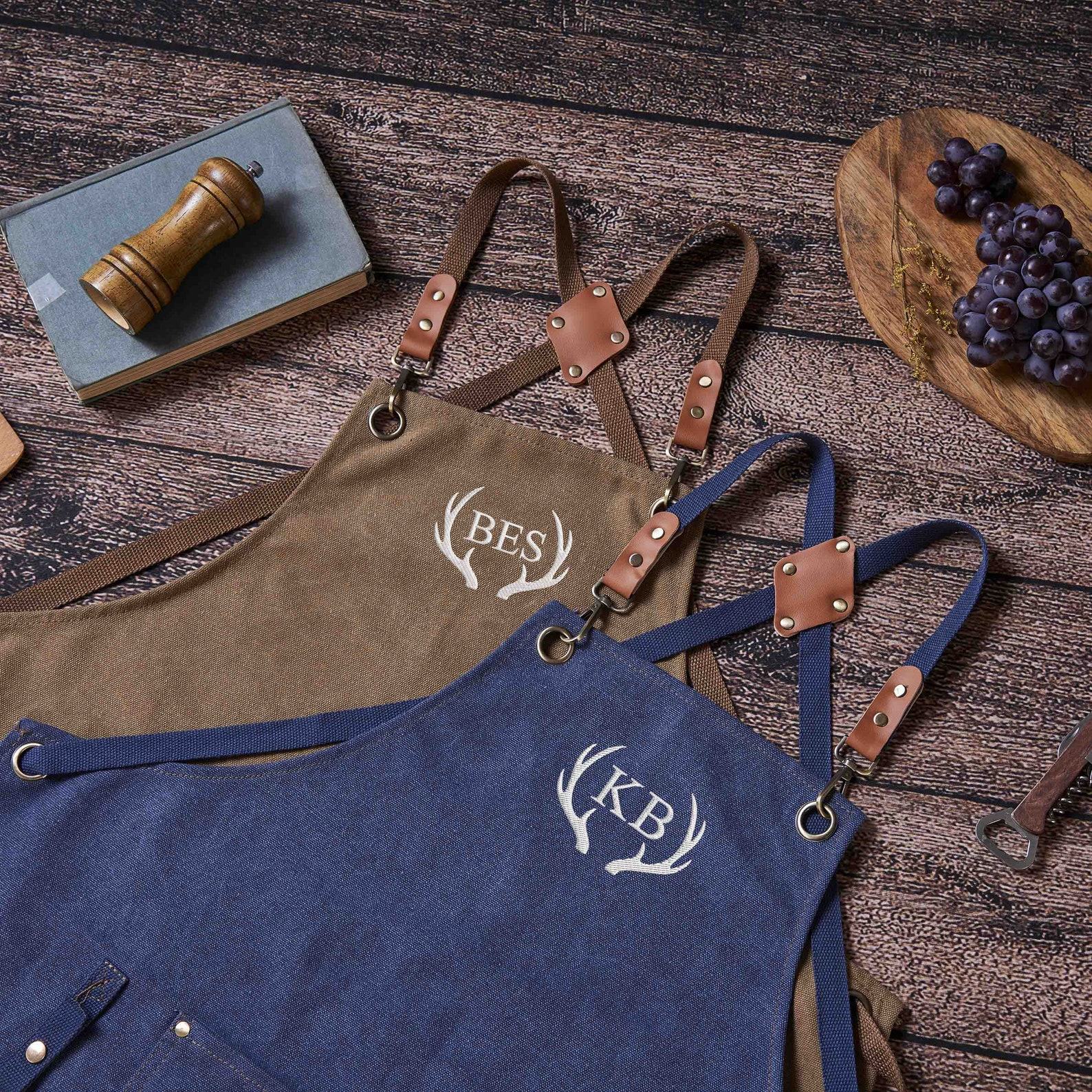 Personalized Canvas Apron Embroidered Custom Item for Kitchen, Workshop, Barbeque, or Bartending