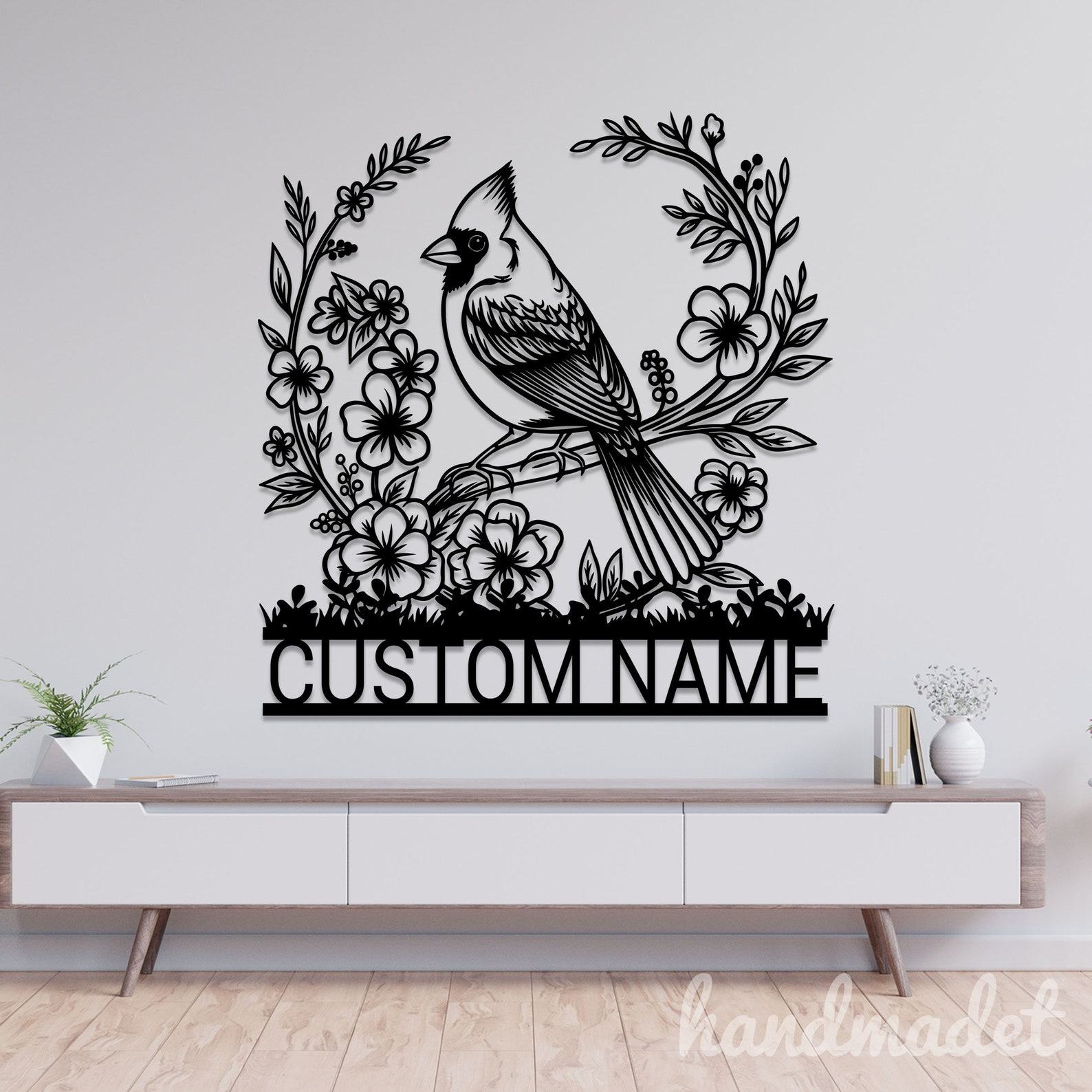 Personalized Cardinal Bird Metal Wall Sign Illuminate Your Home with Avian Elegance