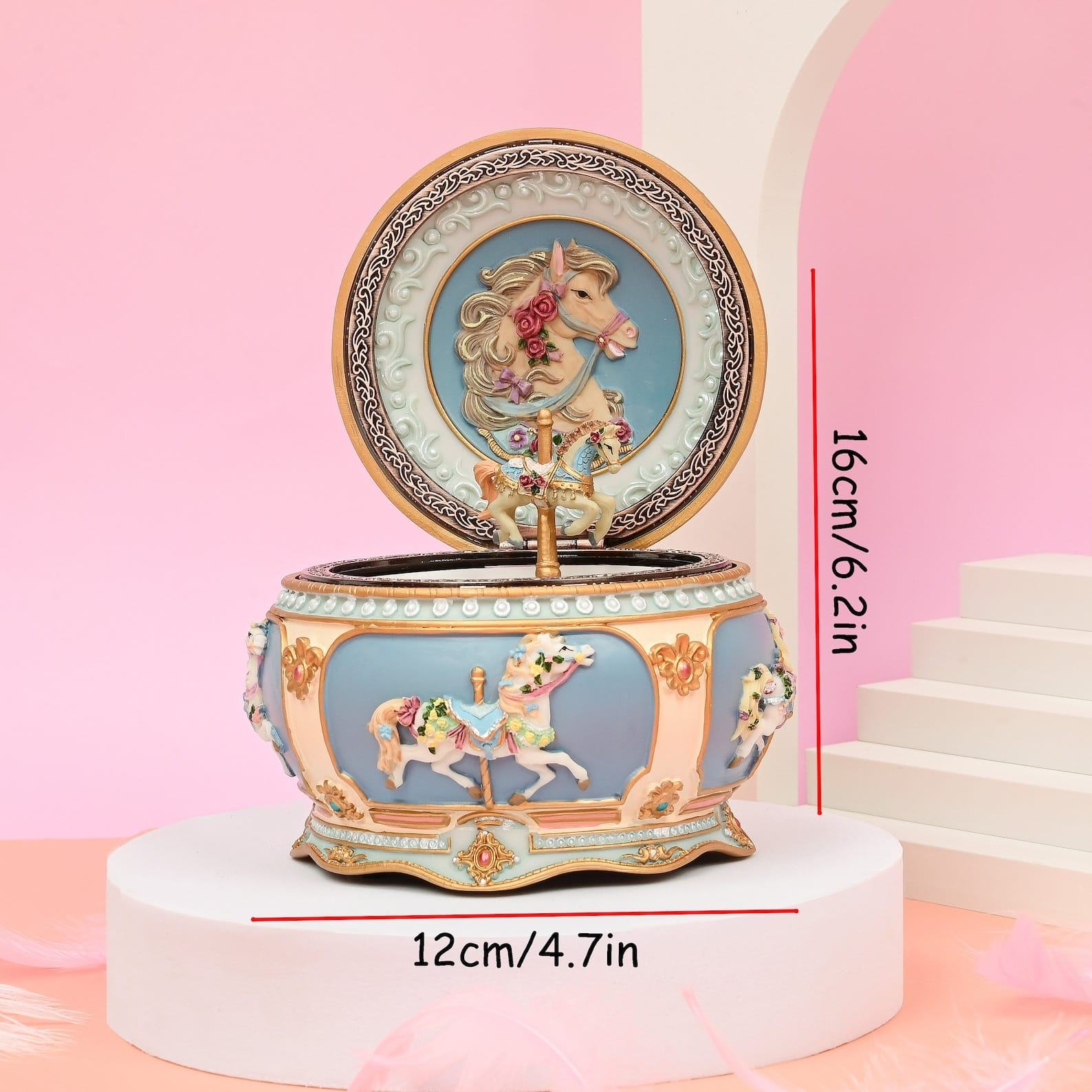 Personalized Carousel Music Box – Custom Engraved Present for Baby Girl & Birthday