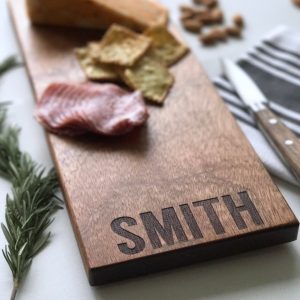 Personalized Cheese Board Custom Engraved Charcuterie Board, Unique Handmade Serving Tray with Last Name for Wedding Items