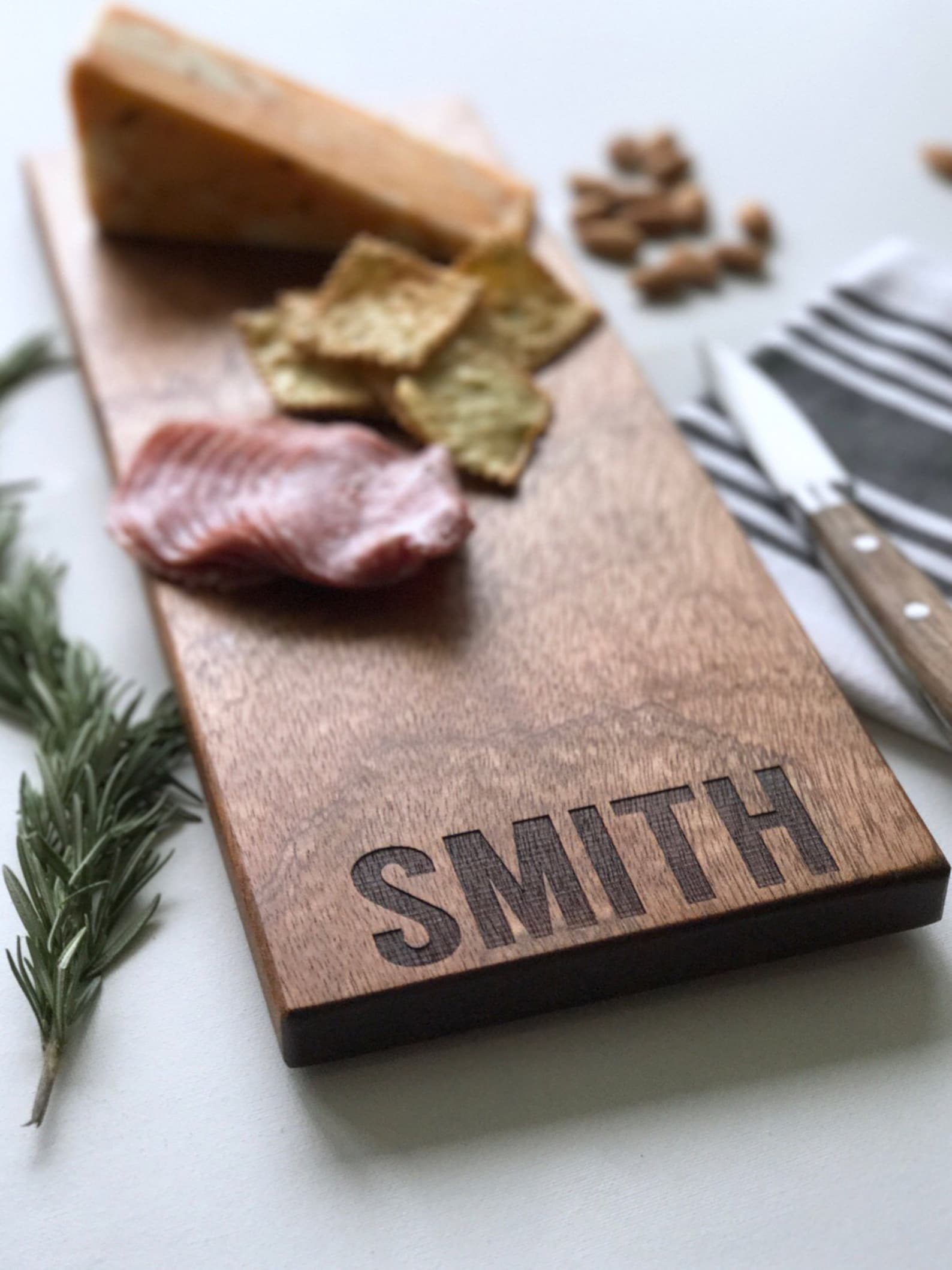 Personalized Cheese Board Custom Engraved Charcuterie Board, Unique Handmade Serving Tray with Last Name for Wedding Items - Image 3