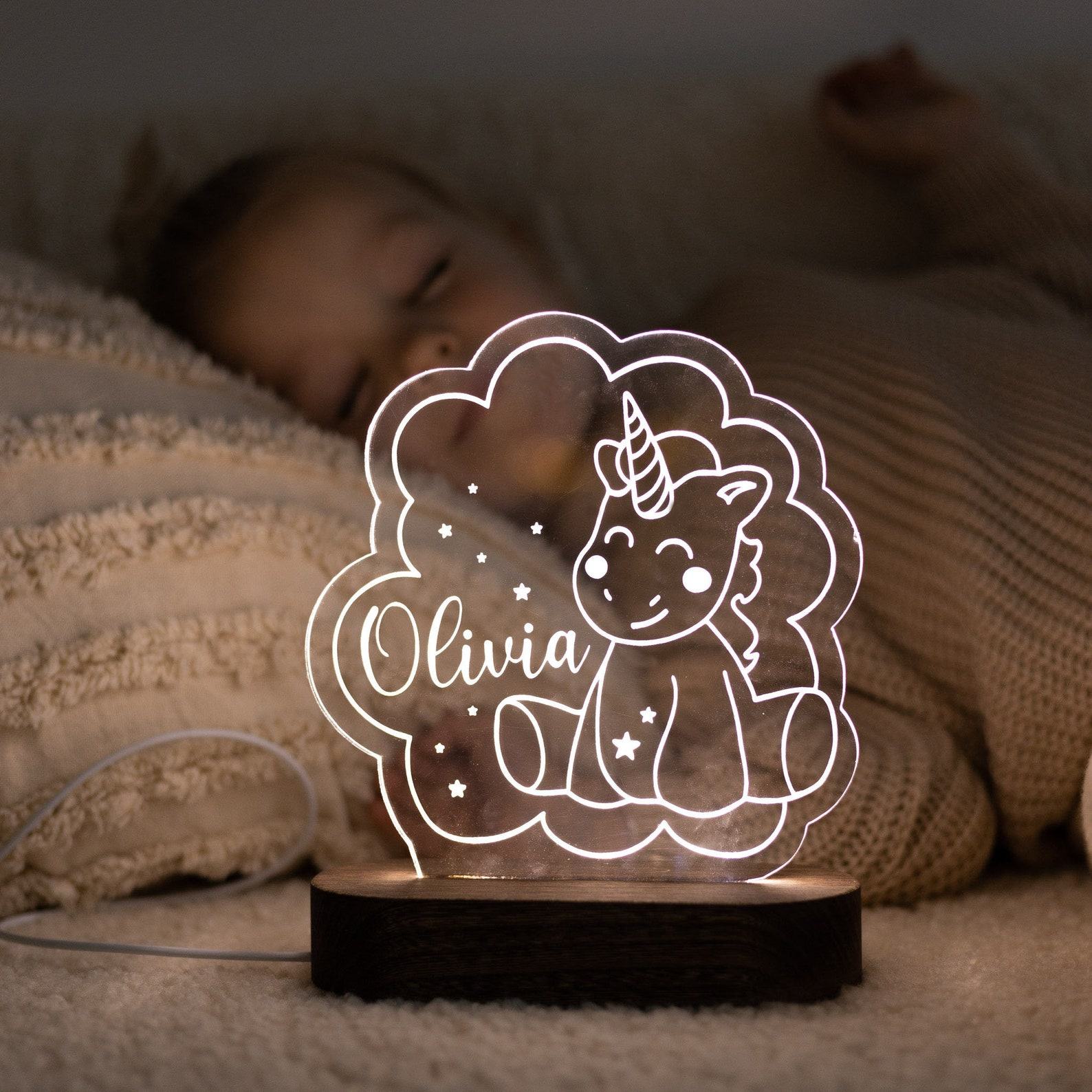Personalized Christmas Night Light for Kids – Custom Nursery Decor & Baby Shower Present