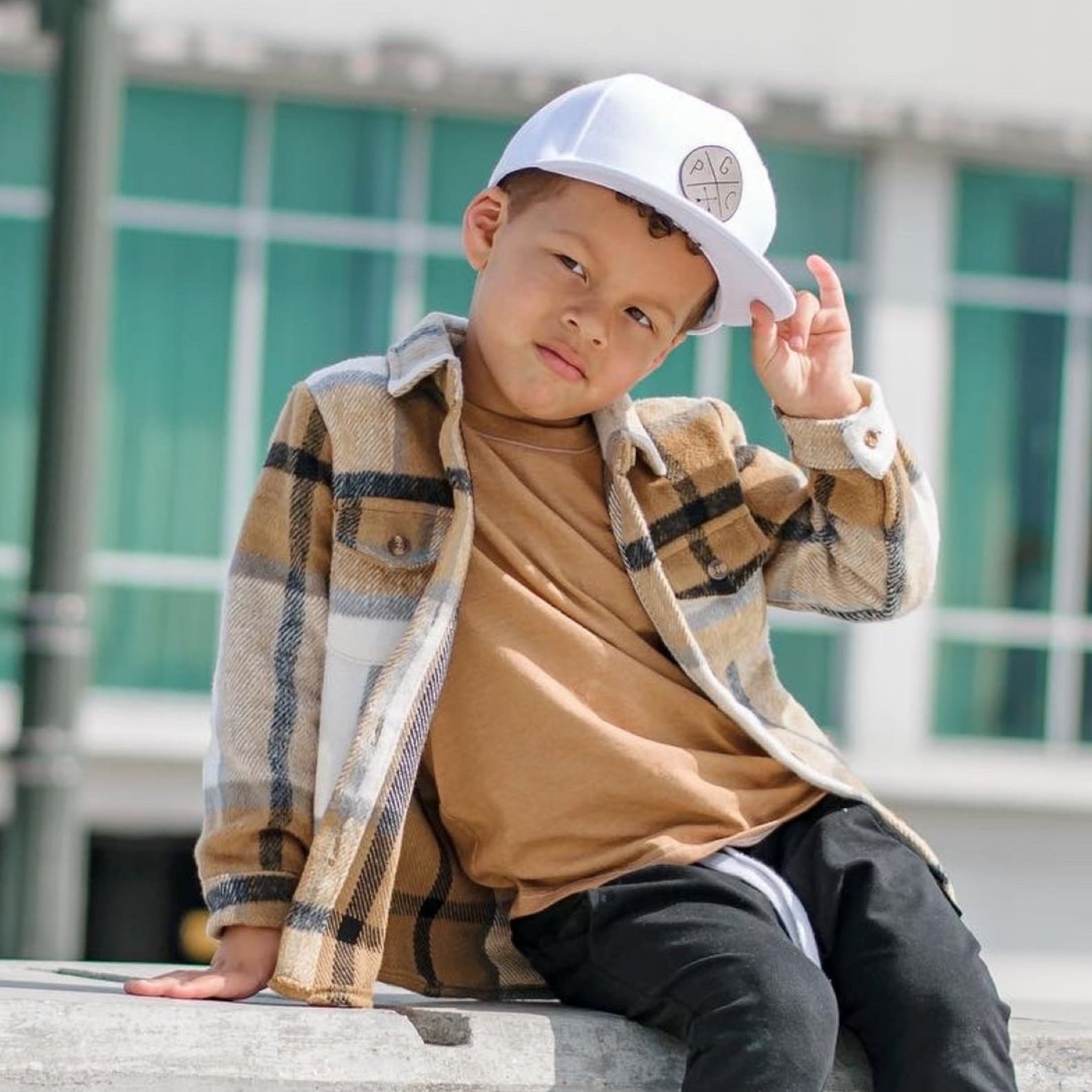 Personalized Circle Initials Snapback Hat Custom Embroidered Vegan Leather Patch for Kids, Toddlers, and Adults