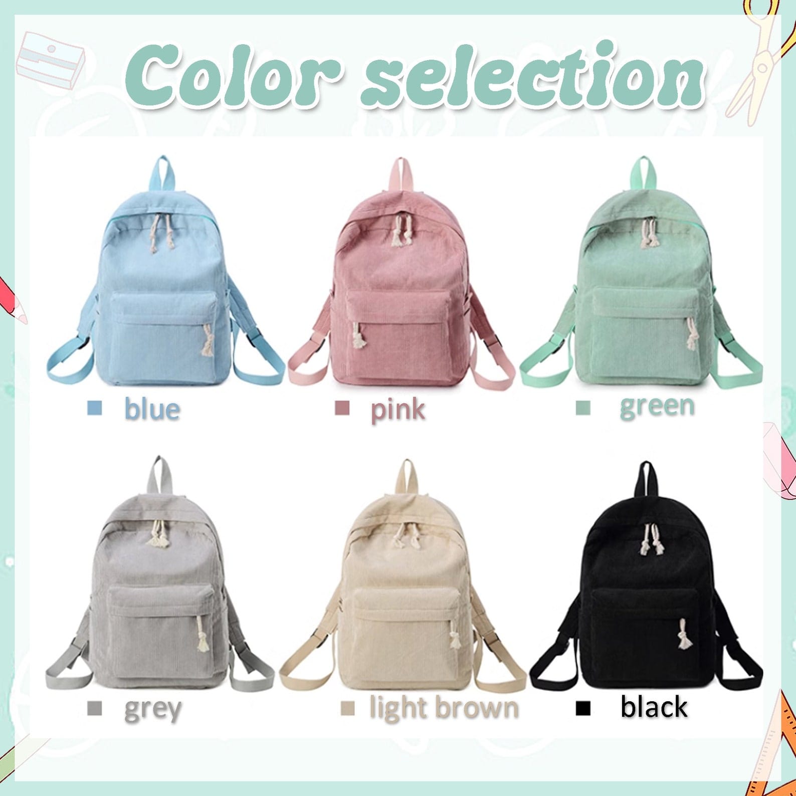 Personalized Corduroy Backpack – Embroidered Name School Bag for Kids & Baby