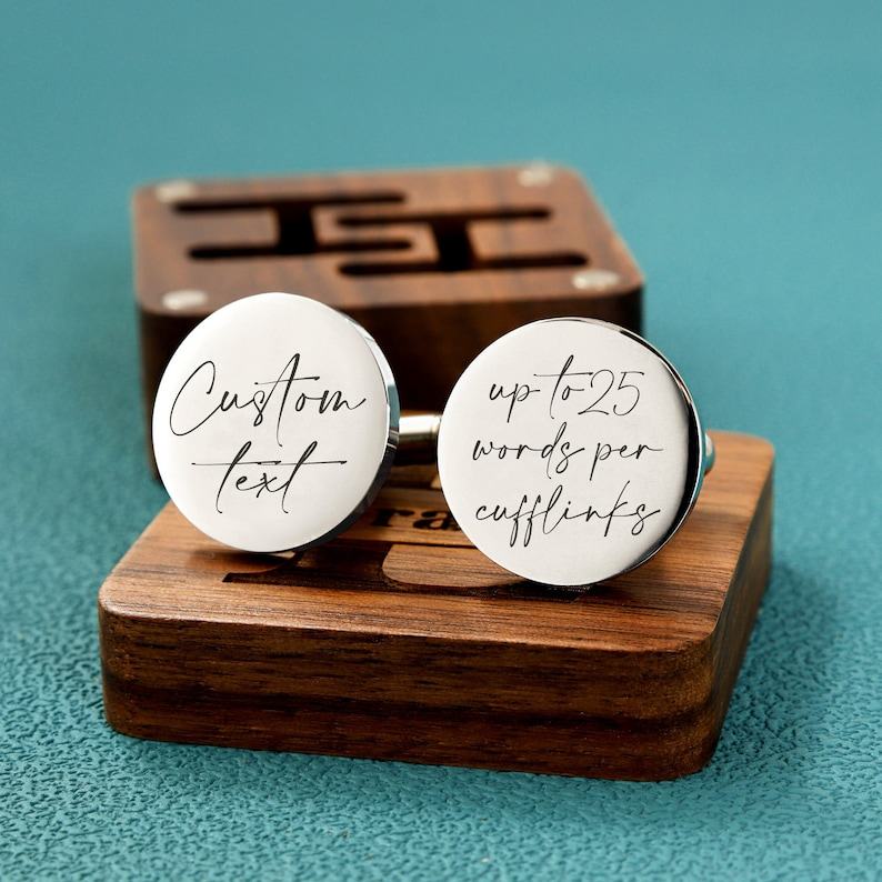 Personalized Cufflinks Engrave Your Story, Up to 25 Words per Cufflink