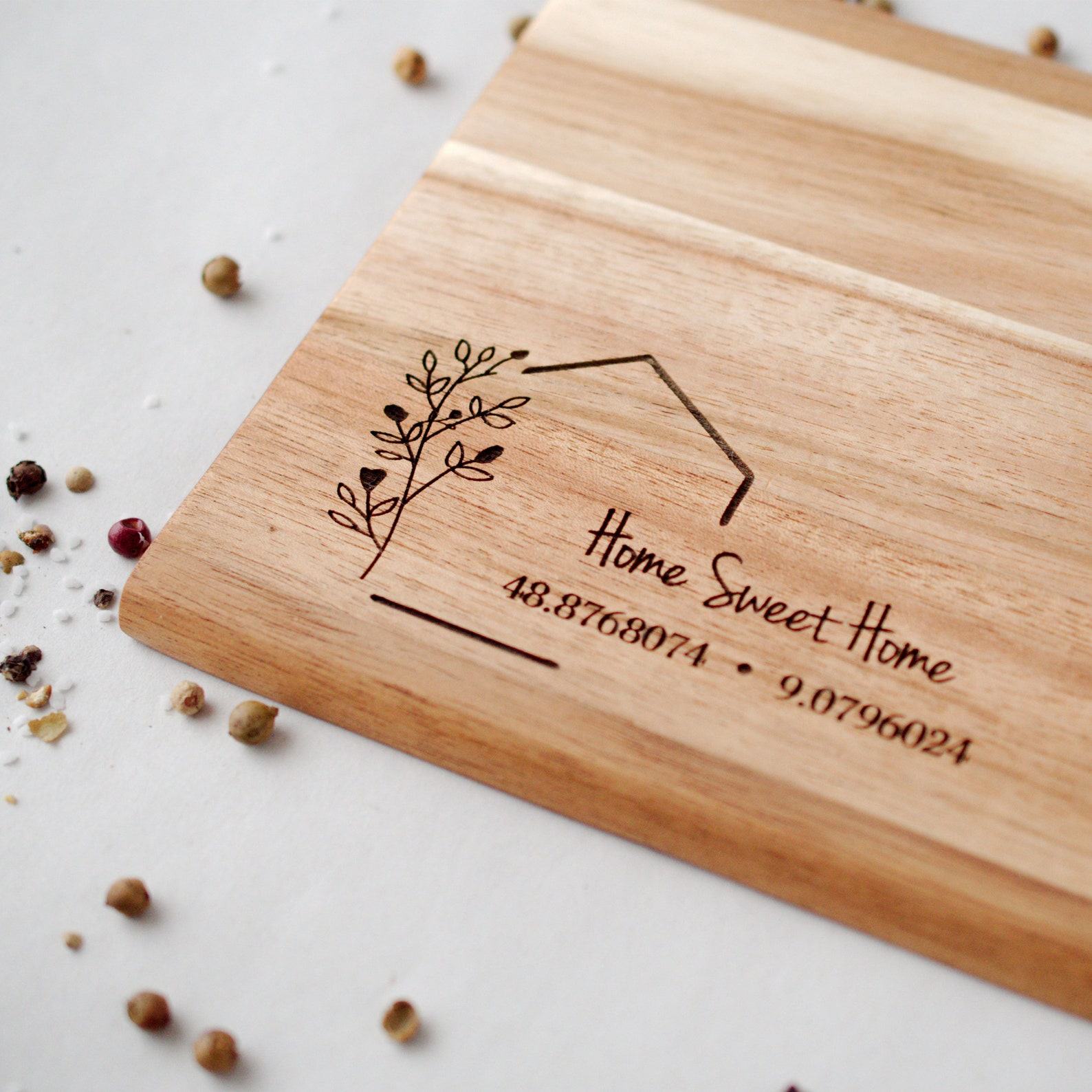 Personalized Cutting Board The Interesting  Housewarming Item with Custom Coordinates