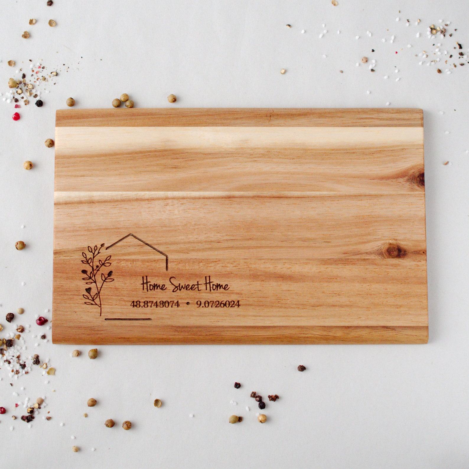 Personalized Cutting Board The Interesting  Housewarming Item with Custom Coordinates