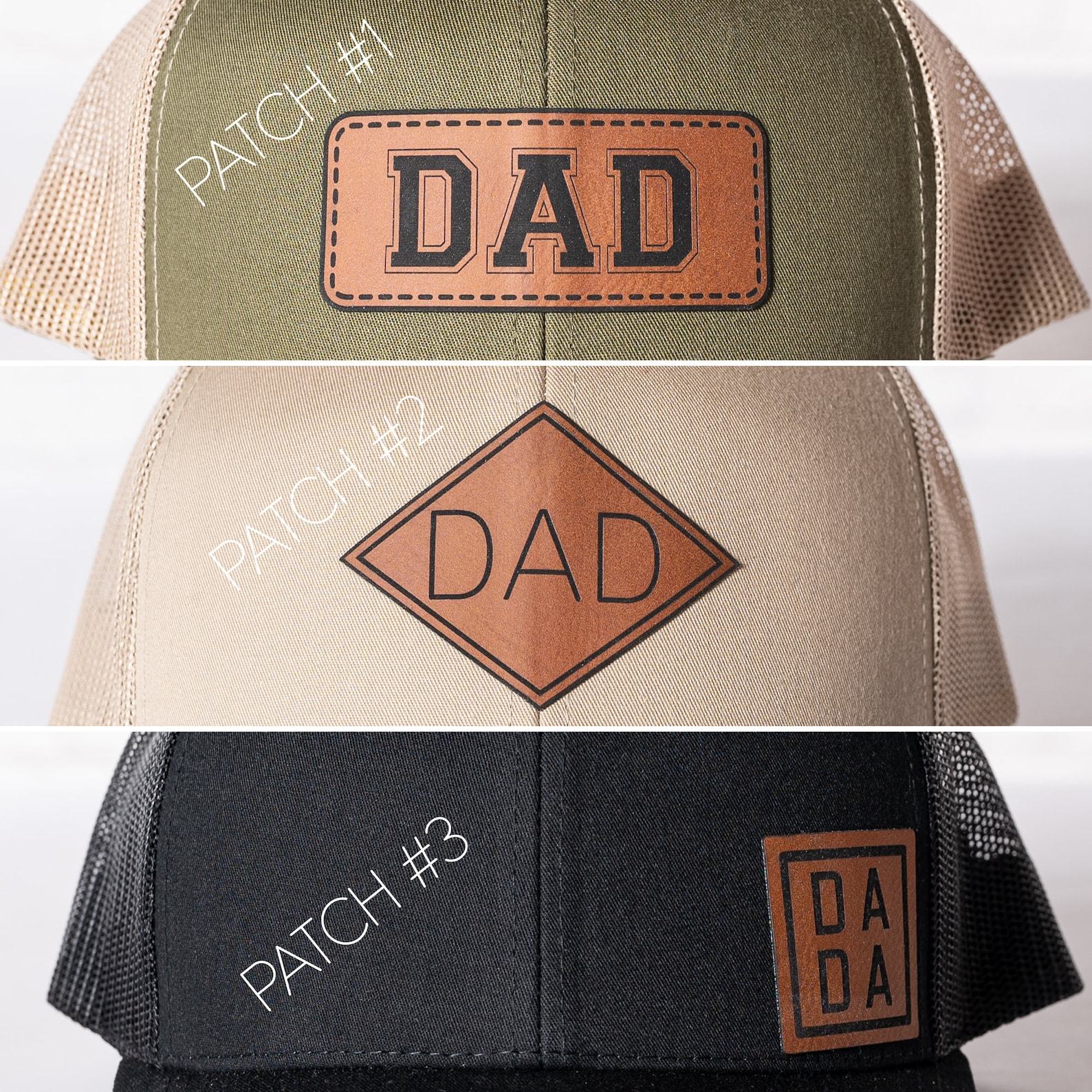 Personalized Dad Hats Embroidered PU Leather Patch Caps for the Best Dads