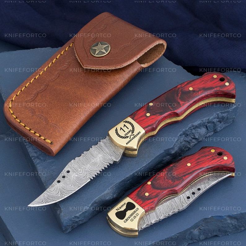 Personalized Damascus Steel Pocket Knife A Timeless Item for Special Occasions