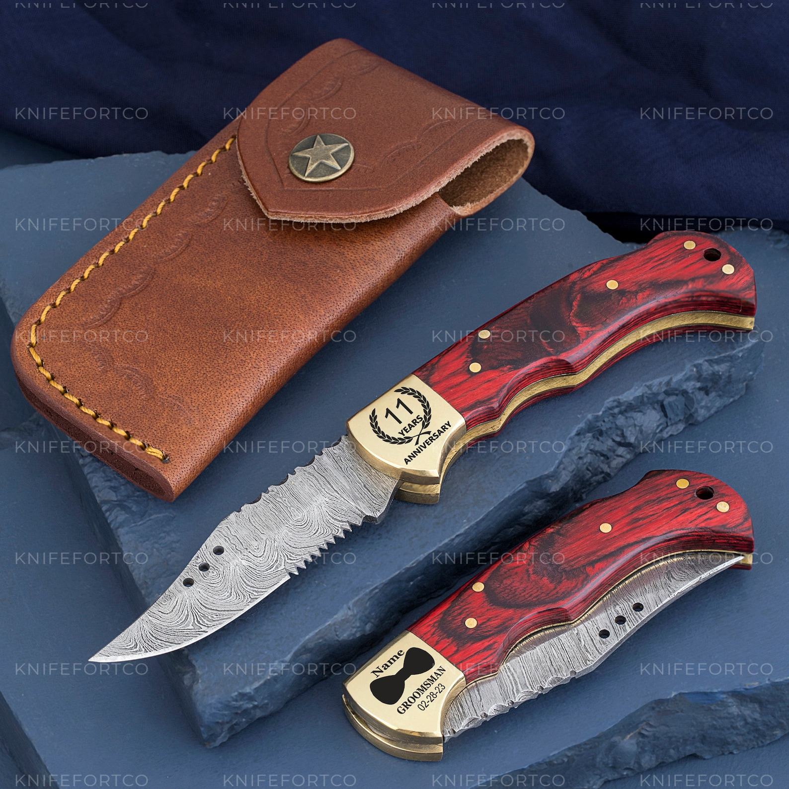 Personalized Damascus Steel Pocket Knife A Timeless Item for Special Occasions