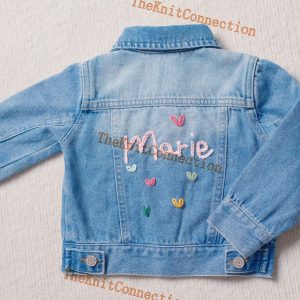 Personalized Denim Jacket Embroidered Name, Interesting  Baby Shower or Birthday Item