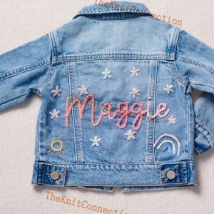 Personalized Denim Jacket Embroidered Name, Interesting  Baby Shower or Birthday Item