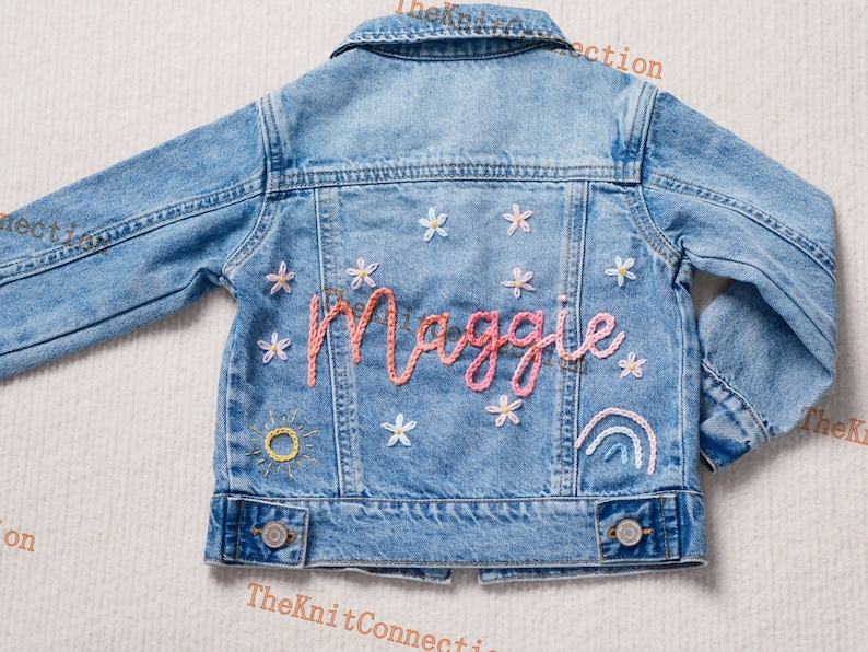 Personalized Denim Jacket Embroidered Name, Interesting Baby Shower or Birthday Item