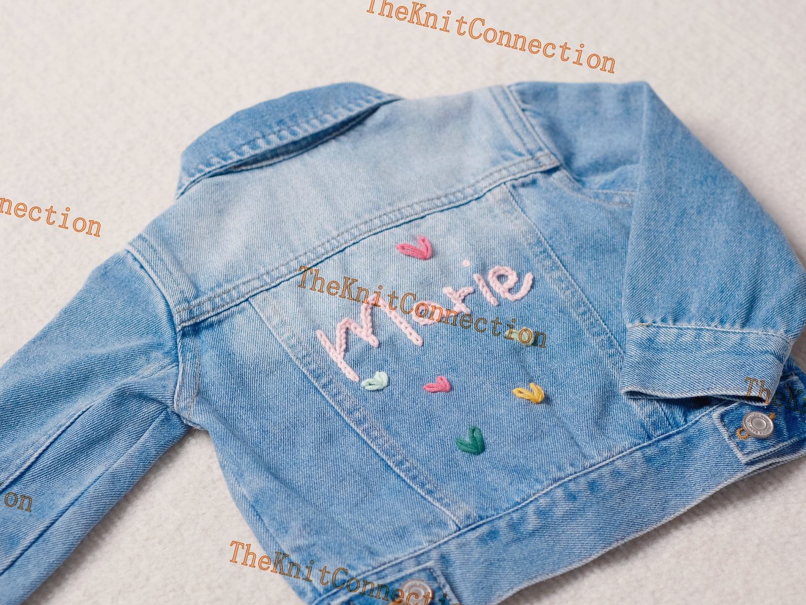 Personalized Denim Jacket Embroidered Name, Interesting Baby Shower or Birthday Item - Image 2