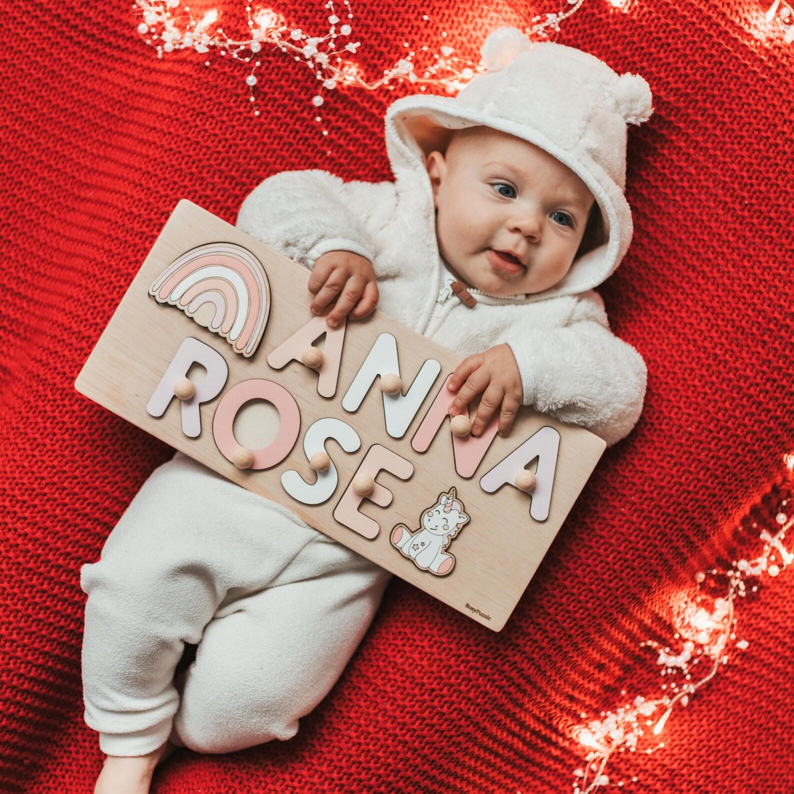 Personalized Dino Puzzle for Toddlers – Montessori Wooden Toy, Custom Name Present