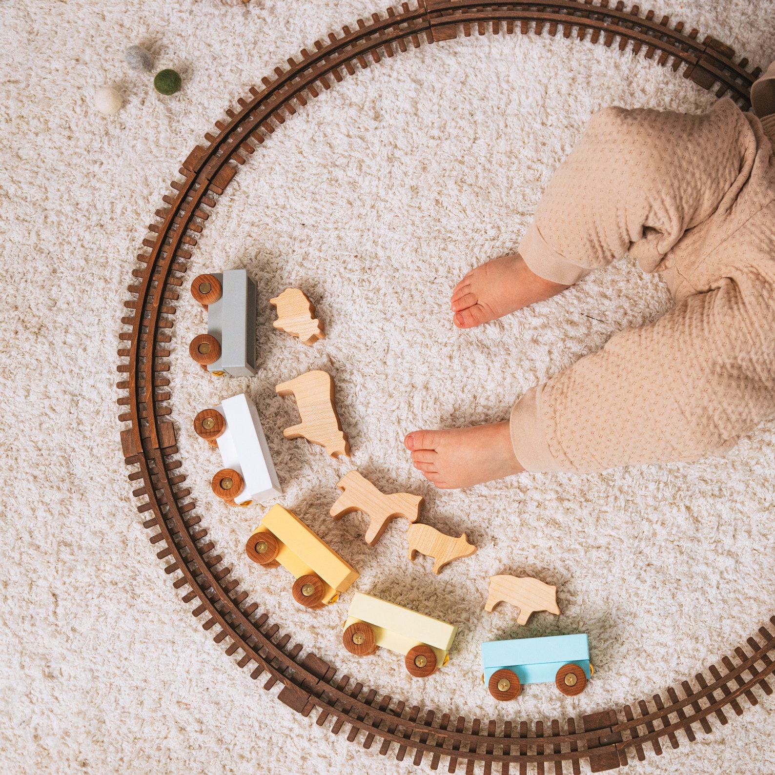 Personalized Dino Train Set – Custom Name Wooden Toy for Toddlers 1-3 Years – First Birthday Present for Boys