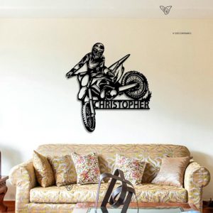 Personalized Dirt Bike Metal Sign with LED Illumination Illuminate Your Motocross Passion