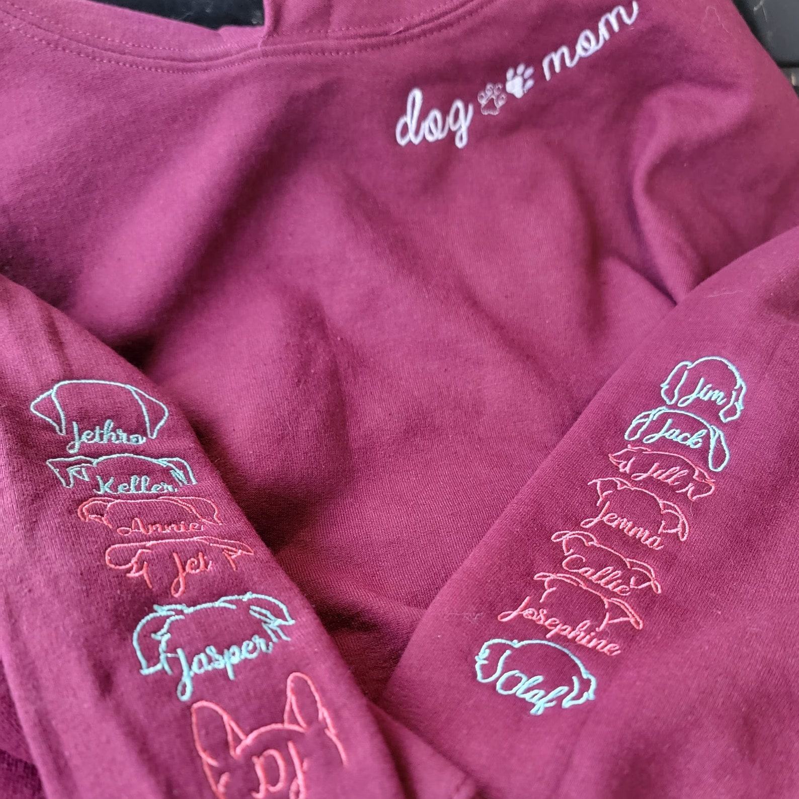 Personalized Dog and Cat Mom Sweatshirt Embroidered with Your Furry Friend’s Name and Ear