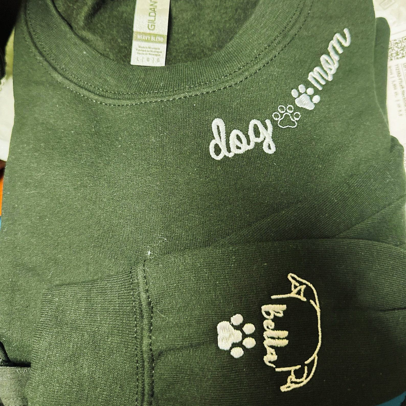 Personalized Dog and Cat Mom Sweatshirt Embroidered with Your Furry Friend’s Name and Ear