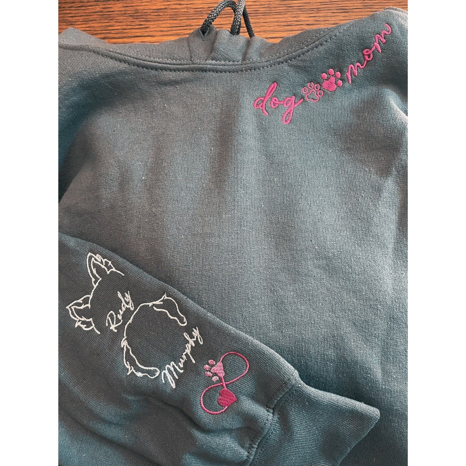 Personalized Dog and Cat Mom Sweatshirt Embroidered with Your Furry Friend’s Name and Ear