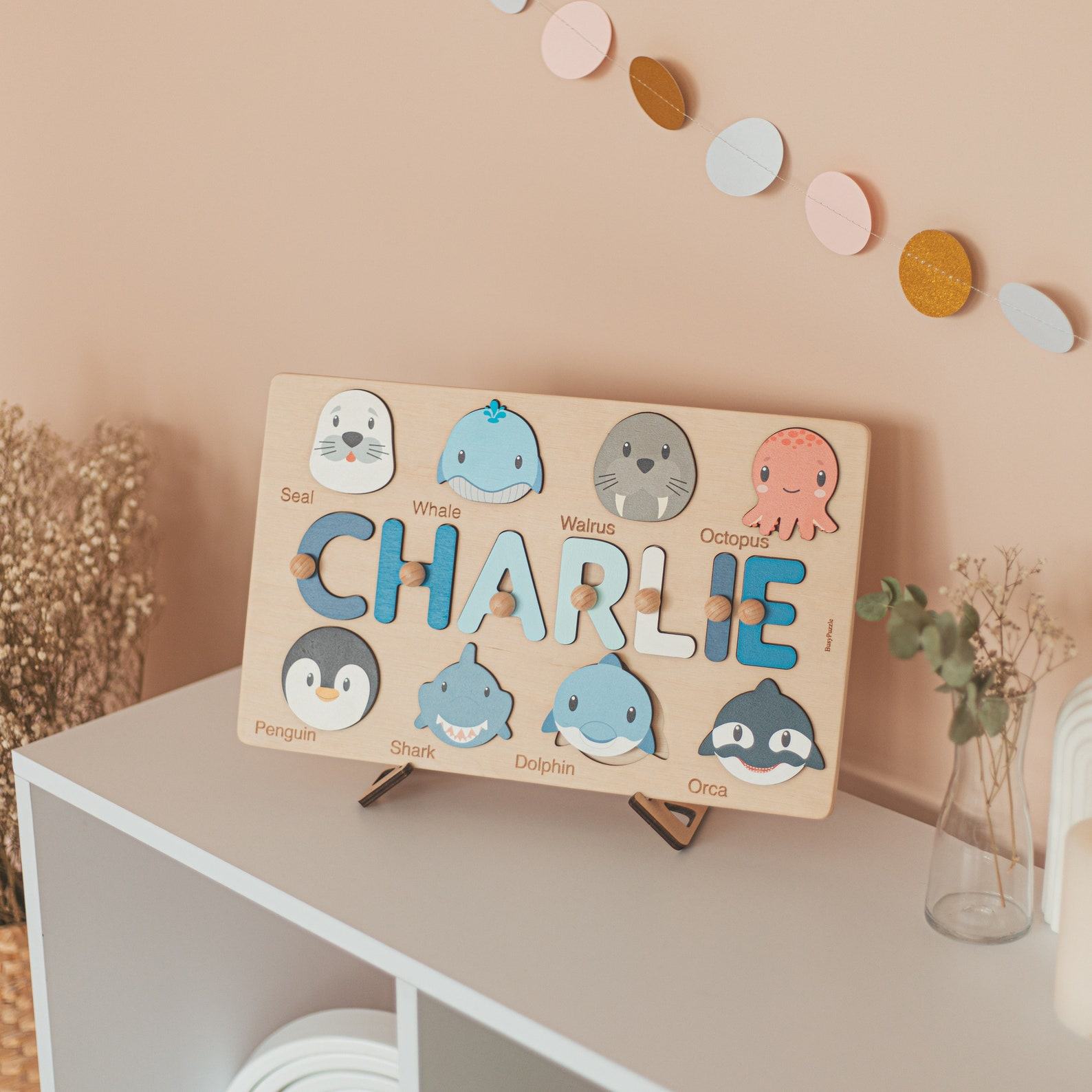 Personalized Easter & Birthday Animal Name Puzzle – Custom Wooden Toy for Kids