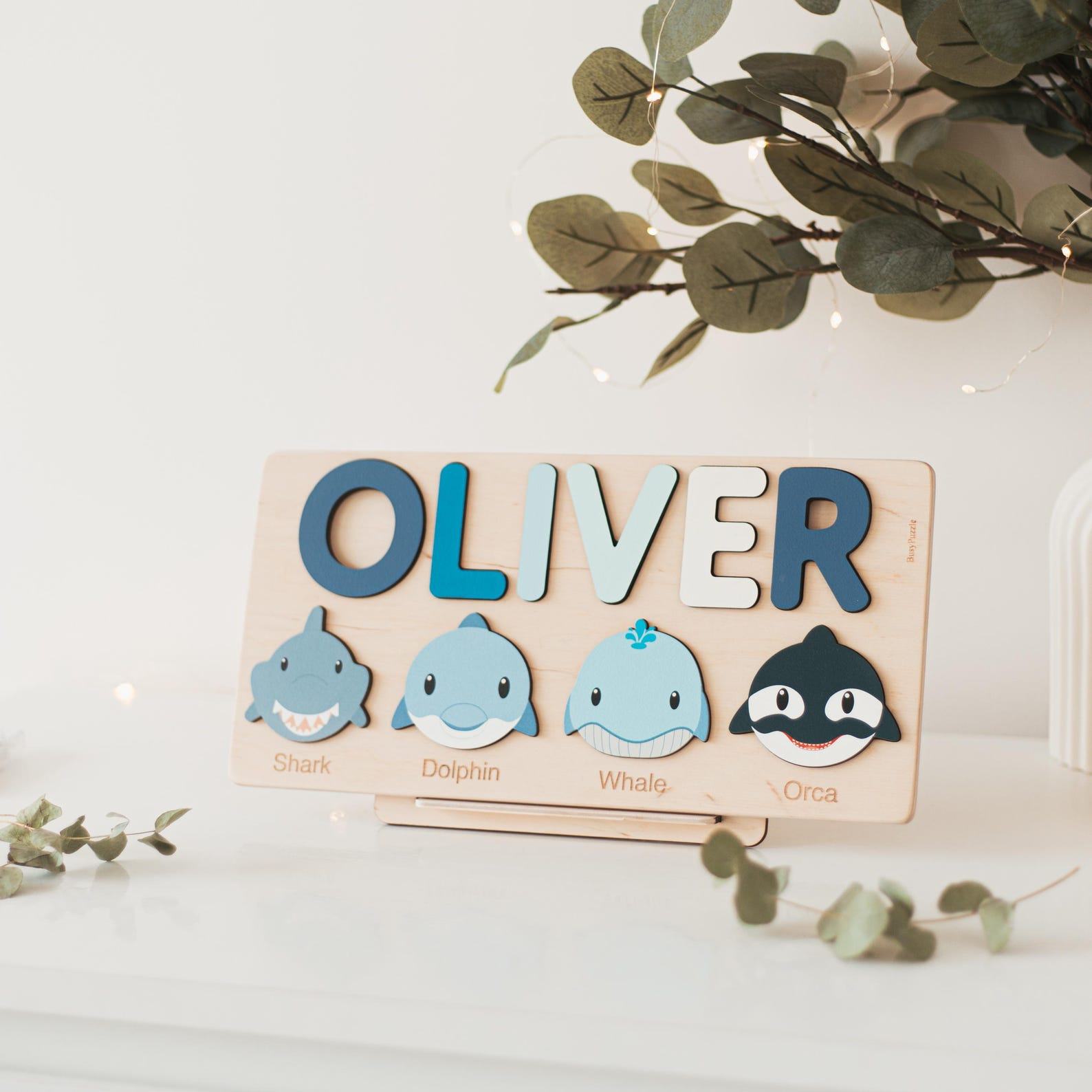 Personalized Easter Animal Puzzle for Toddlers – Custom Name Wooden Montessori Toy – Baby Birthday Present & Basket Stuffer