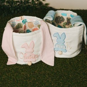 Personalized Easter Baskets for Kids – Embroidered & Unique Designs!