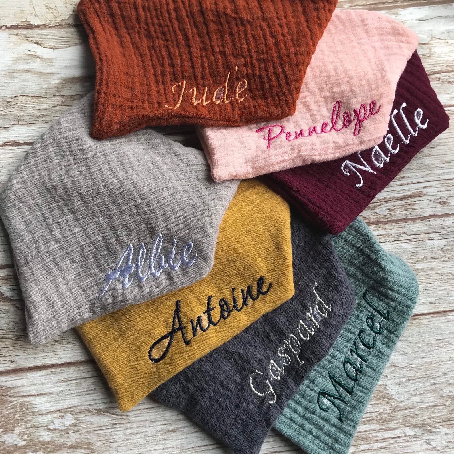 Personalized Embroidered Baby Bibs Custom Name, Bandana, and Birthday Bibs for Neutral Baby Showers