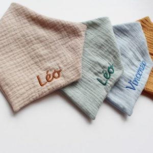 Personalized Embroidered Baby Bibs Custom Name, Bandana, and Birthday Bibs for Neutral Baby Showers