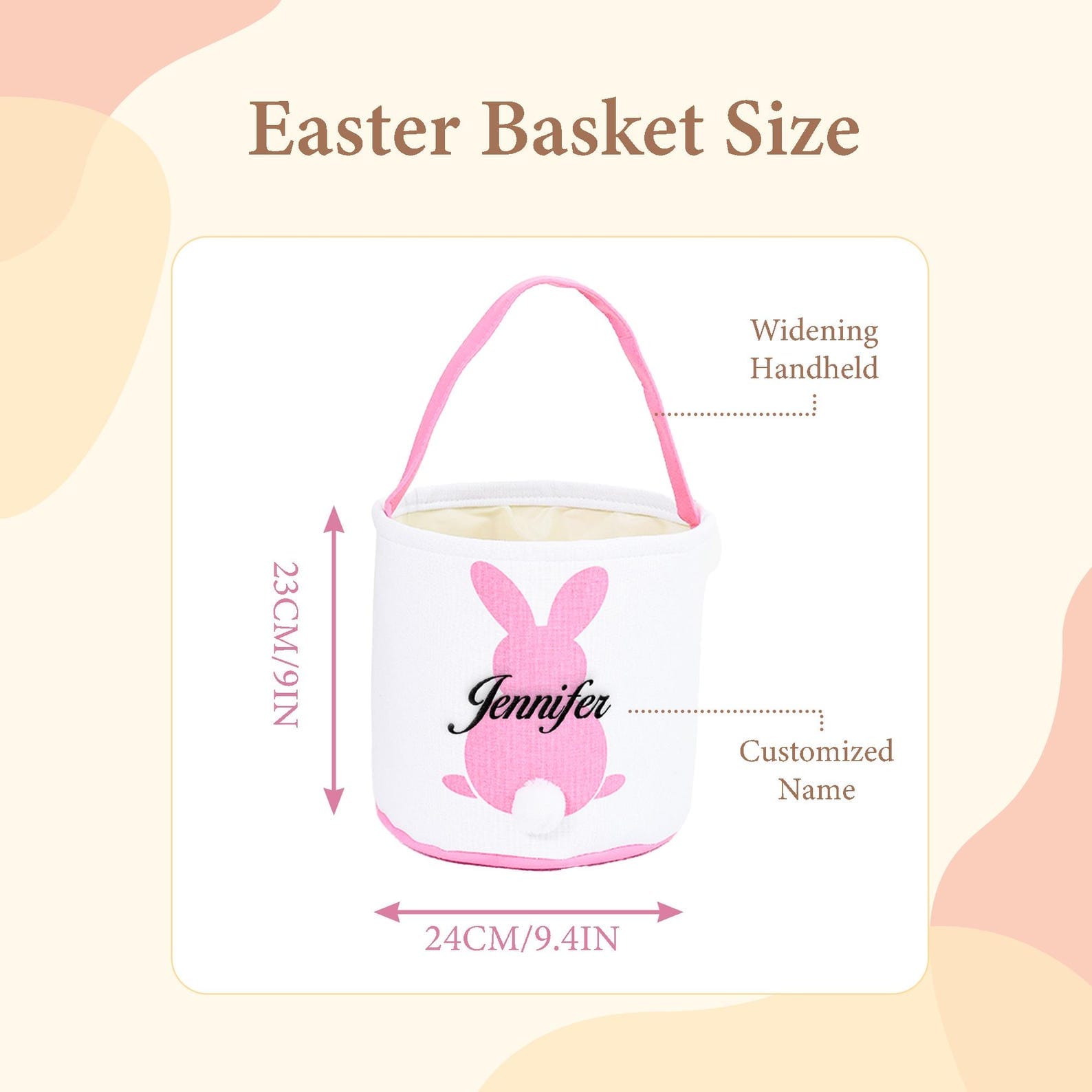Personalized Embroidered Easter Basket – Bunny Tail Bag for Baby, Boys & Girls – Custom Name Present