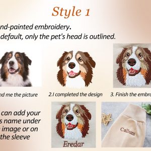 Personalized Embroidered Pet Portrait Sweatshirt Capture Your Furry Friend’s Charm