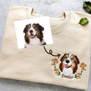 Personalized Embroidered Pet Portrait Sweatshirt Capture Your Furry Friend’s Charm