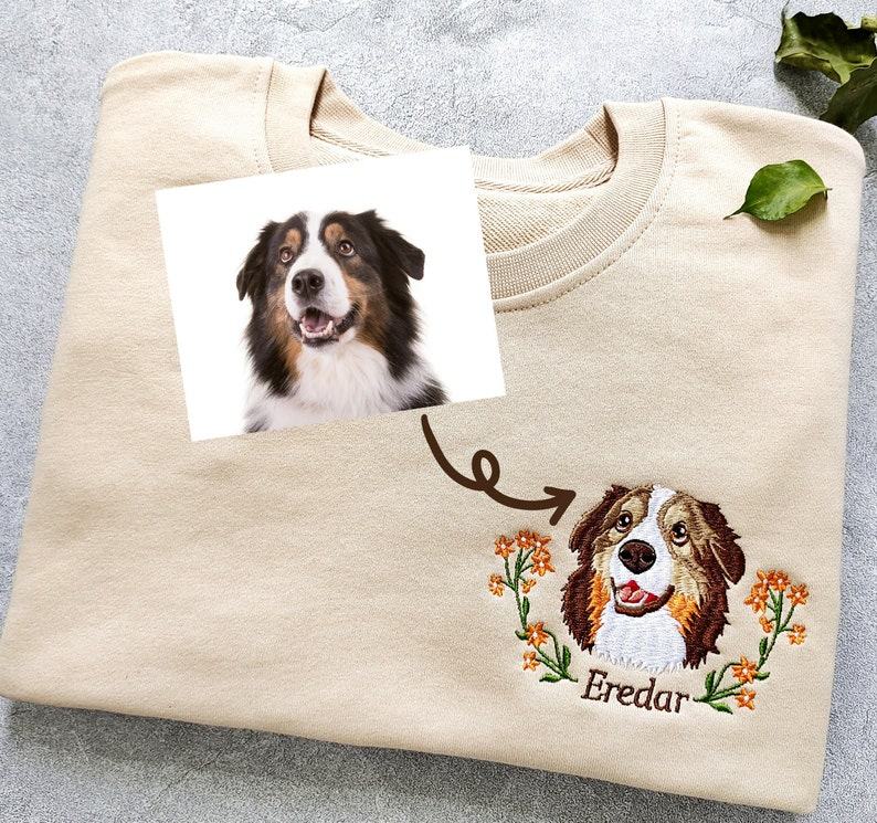 Personalized Embroidered Pet Portrait Sweatshirt Capture Your Furry Friend’s Charm