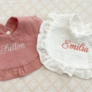 Personalized Embroidered Ruffle Bib A Cherished Keepsake for Your Little Princess
