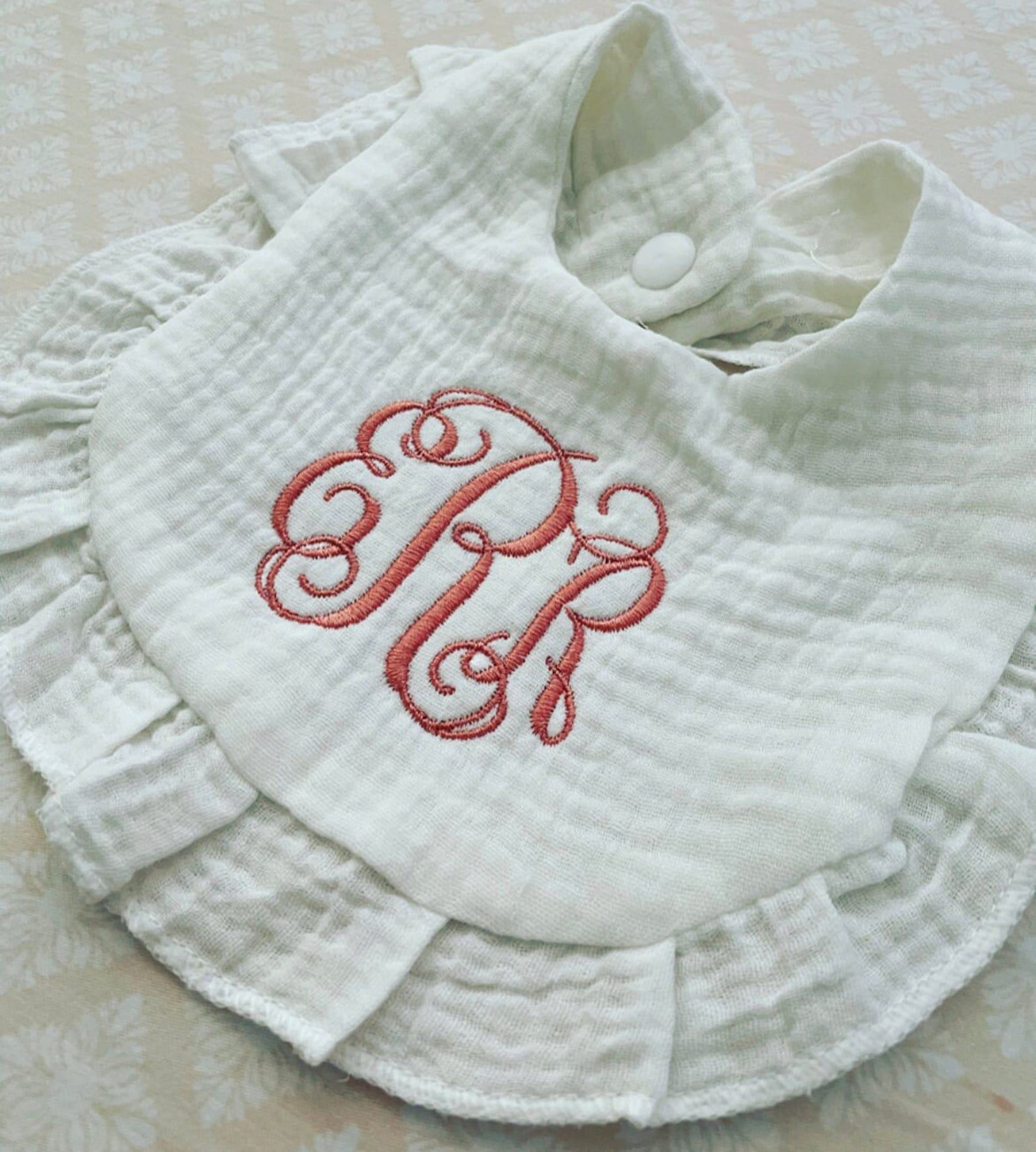 Personalized Embroidered Ruffle Bib A Cherished Keepsake for Your Little Princess - Image 4