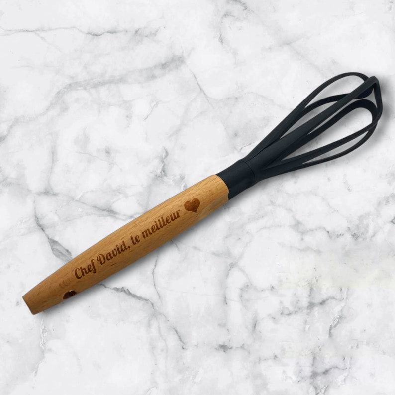 Personalized Engraved Bamboo Kitchen Whisk Elevate Your Culinary Creations
