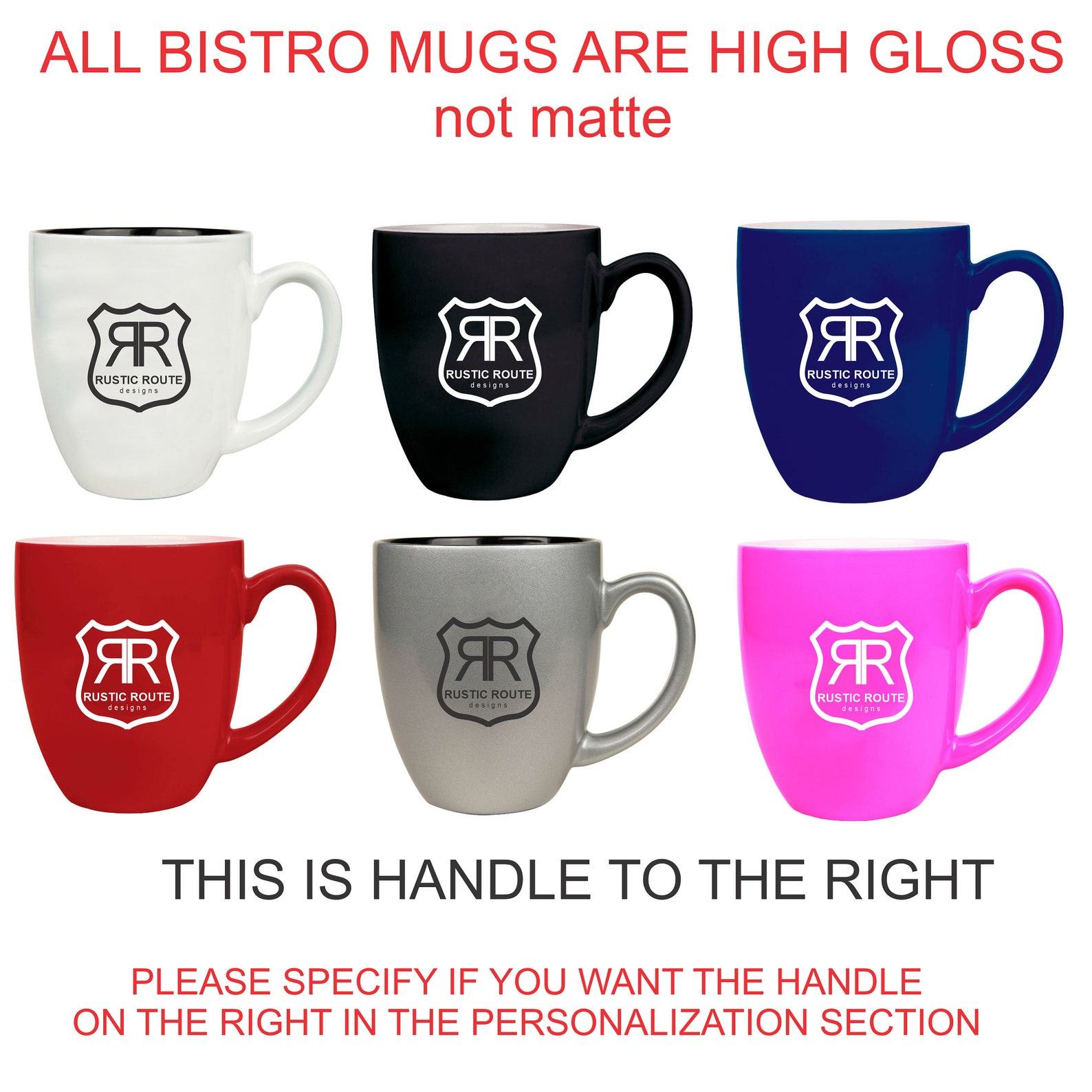 Personalized Engraved Bistro Mug Your Custom Message and Logo on a 16 Oz Coffee Cup