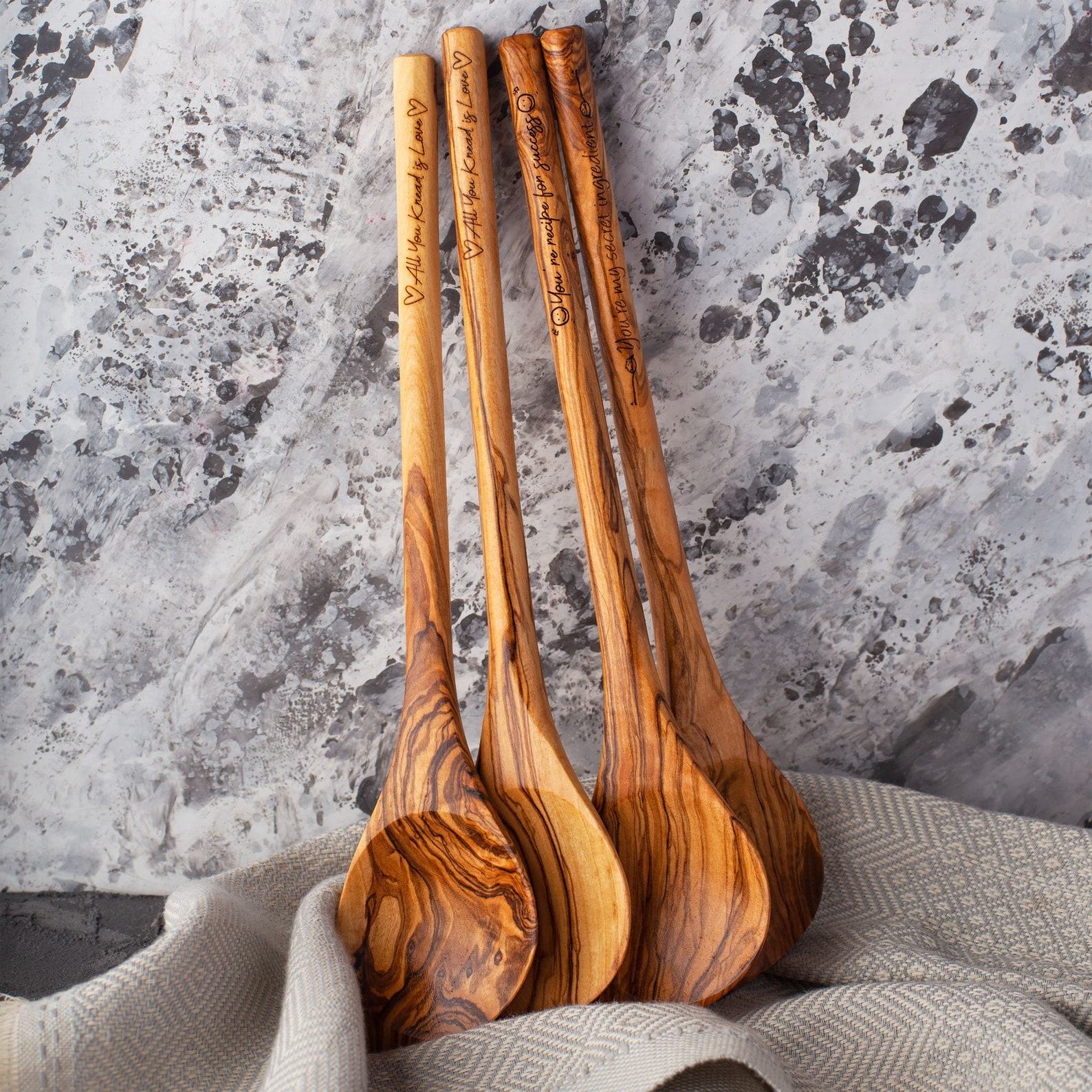 Personalized Engraved Olive Wood Spoons A Unique Kitchen Item for Her