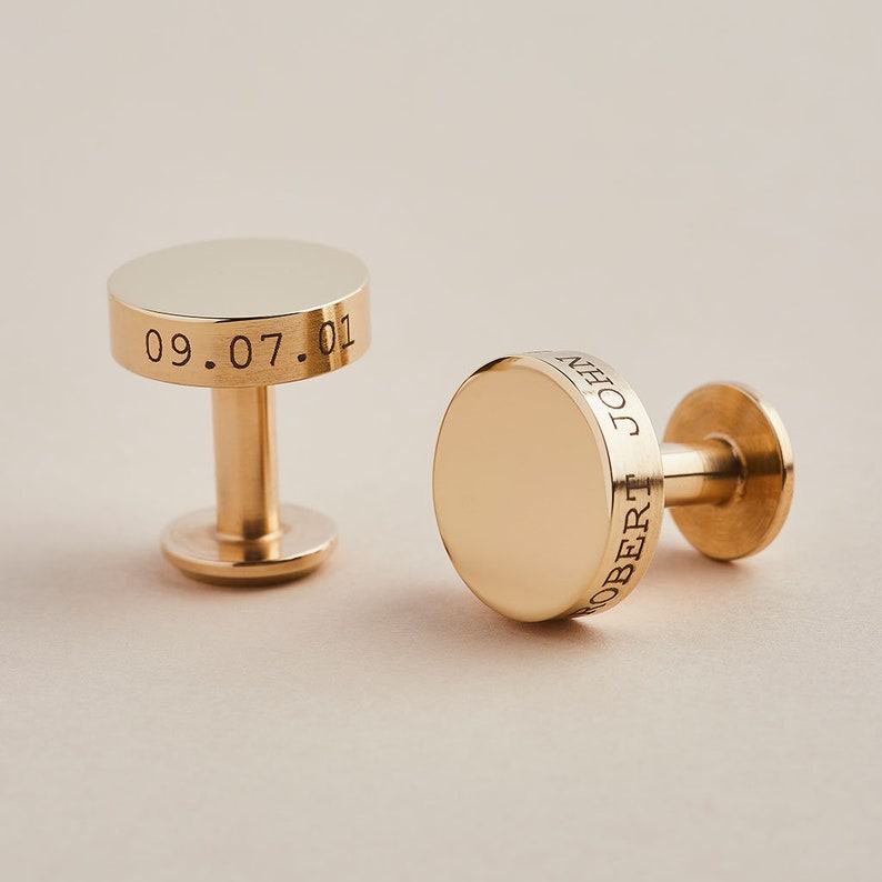 Personalized Engraved Solid Brass Cufflinks Timeless Elegance for the Modern Groom