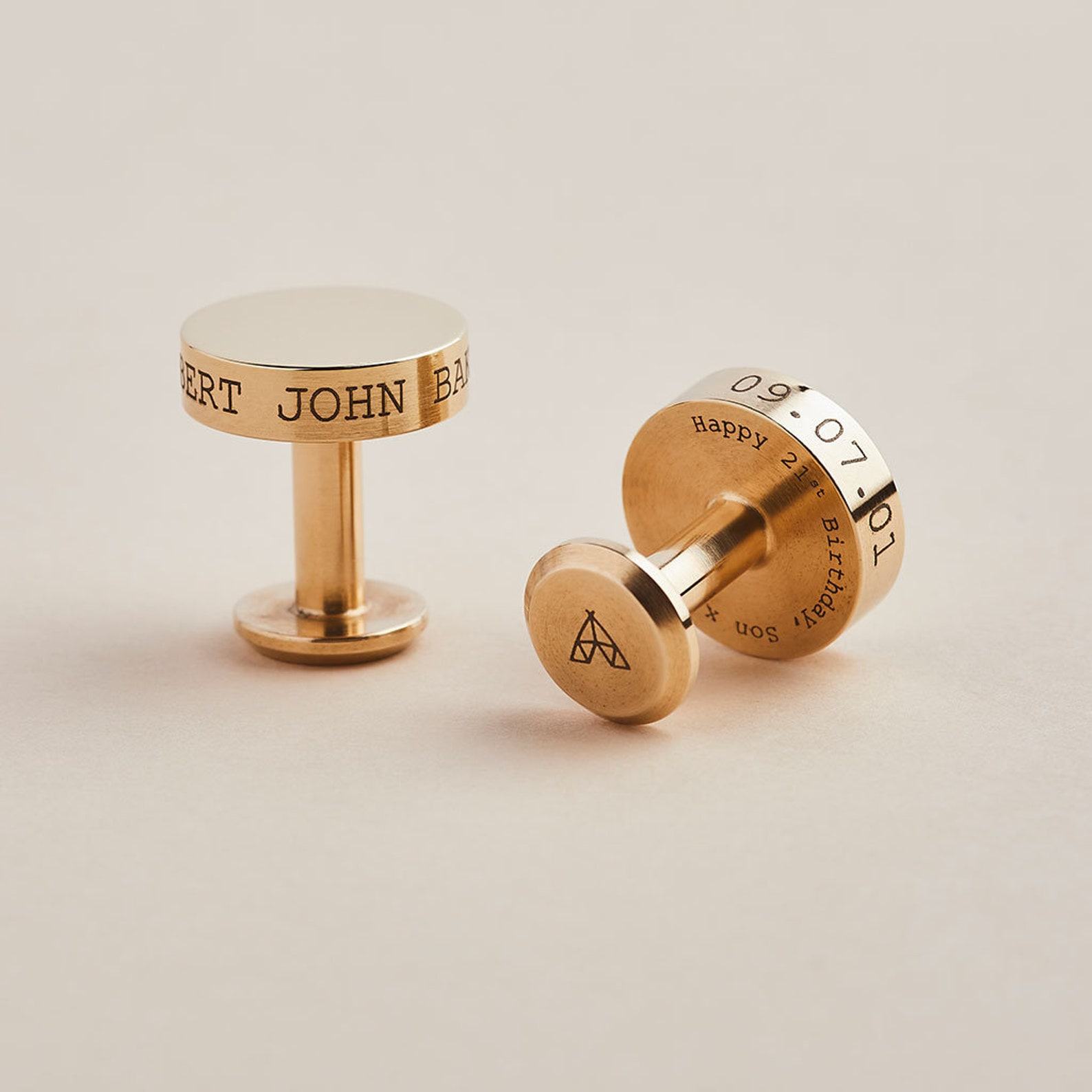 Personalized Engraved Solid Brass Cufflinks Timeless Elegance for the Modern Groom