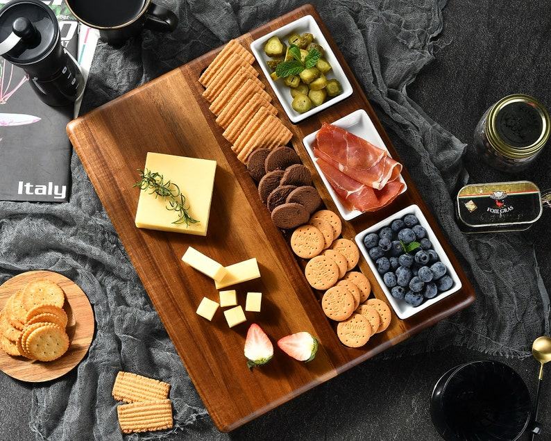 Personalized Engraved Wooden Serving Board The Ultimate Charcuterie and Cheese Platter with Cutlery Set