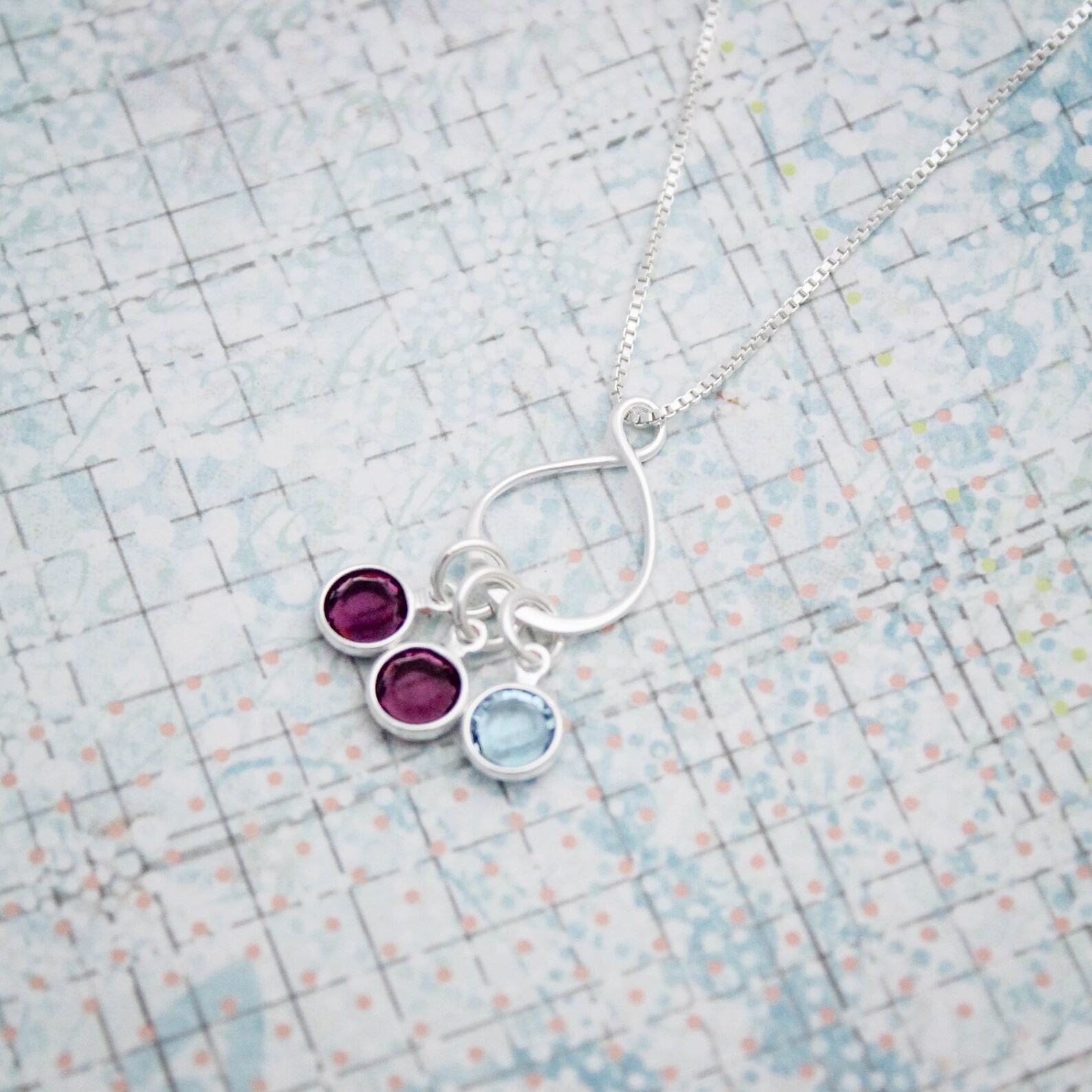 Personalized Eternity Charm Necklace Celebrate the Unbreakable Bond of Family with Birthstones