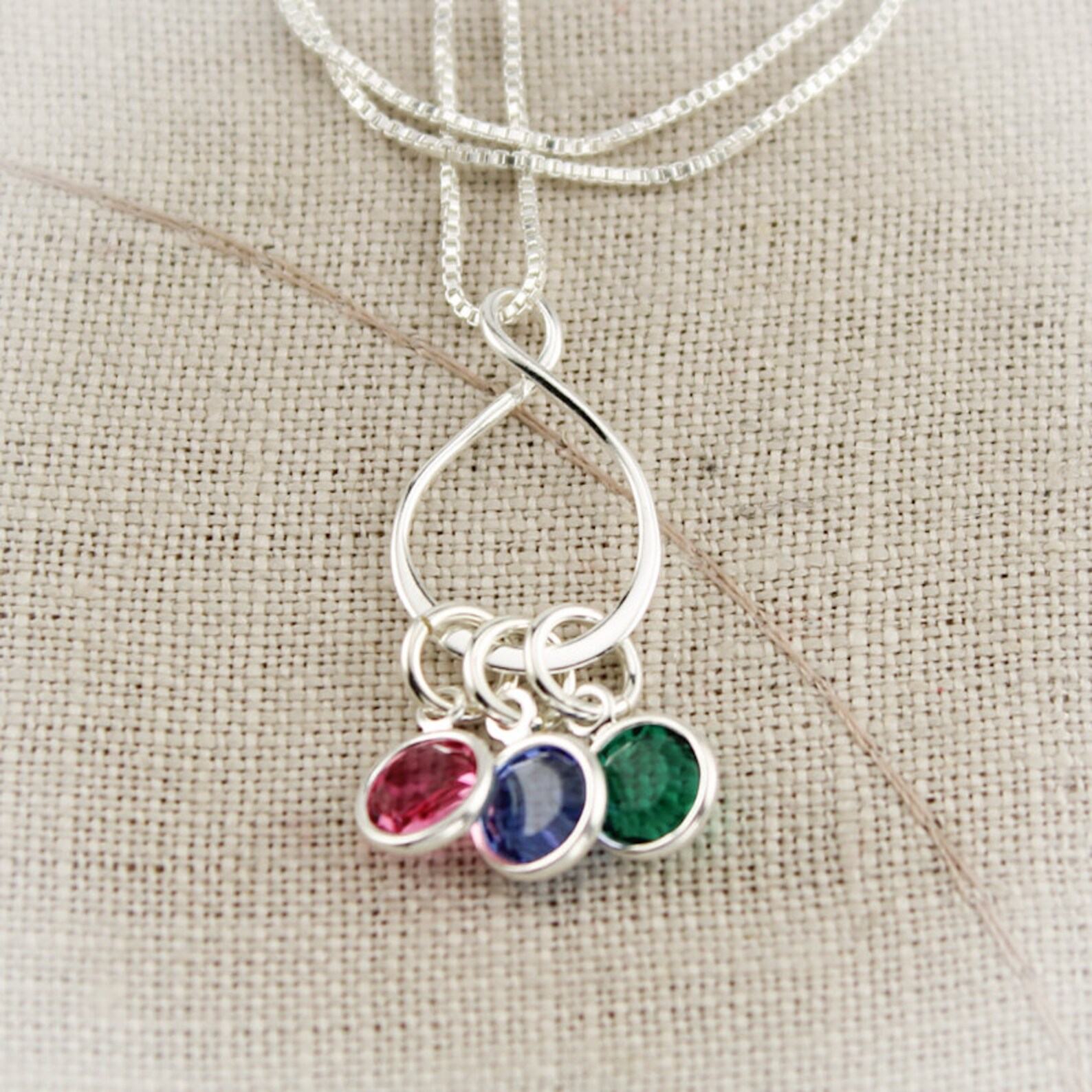 Personalized Eternity Charm Necklace Celebrate the Unbreakable Bond of Family with Birthstones