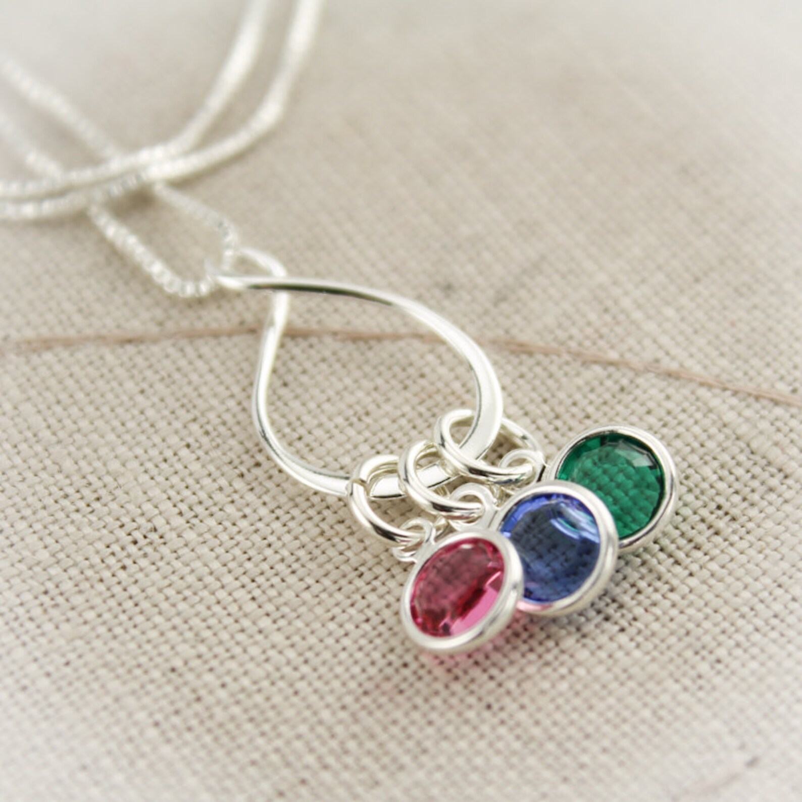 Personalized Eternity Charm Necklace Celebrate the Unbreakable Bond of Family with Birthstones