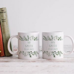 Personalized Eucalyptus Wedding Mug A Cherished Keepsake for the Newlyweds