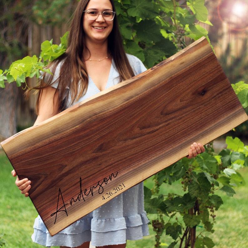 Personalized Extra Large Charcuterie Board Engrave Your Memories on a Live Edge Walnut Masterpiece