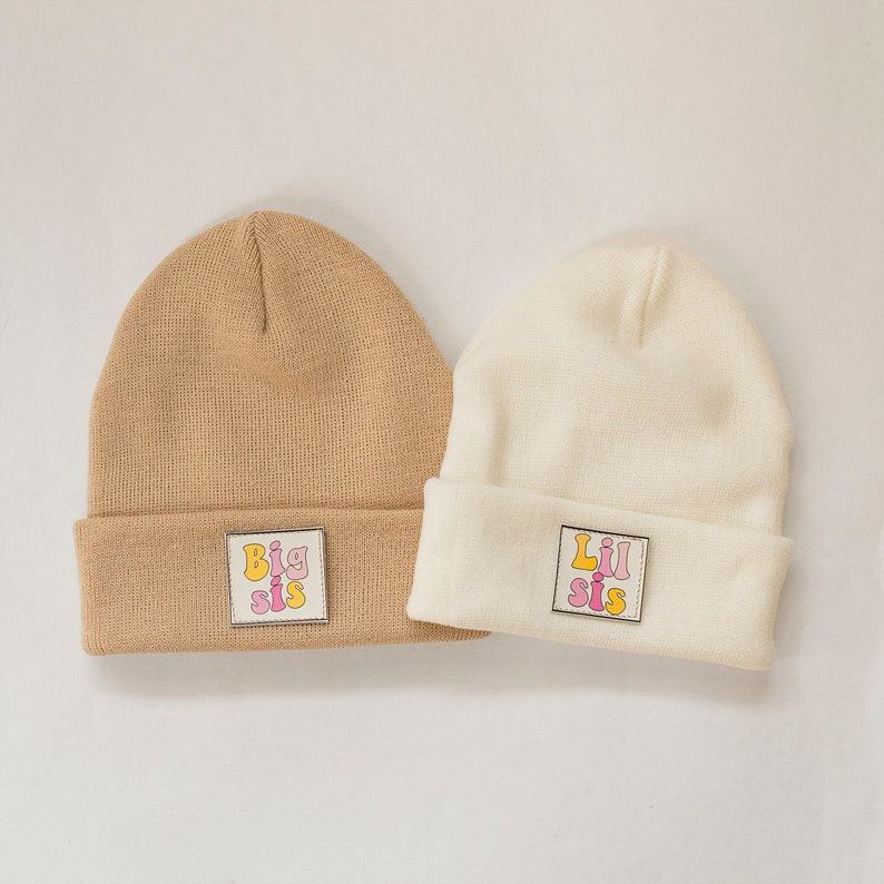 Personalized Family Beanie Hat Pins Big Sis, Little Sis, Big Bro
